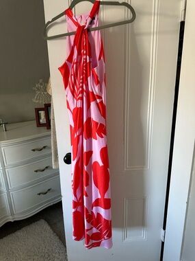 Ann Taylor Pink and Red Floral Maxi Dress